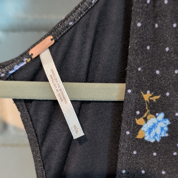 Free People Celia Mini Dress in black with a floral polka dot pattern - Picture 8 of 12